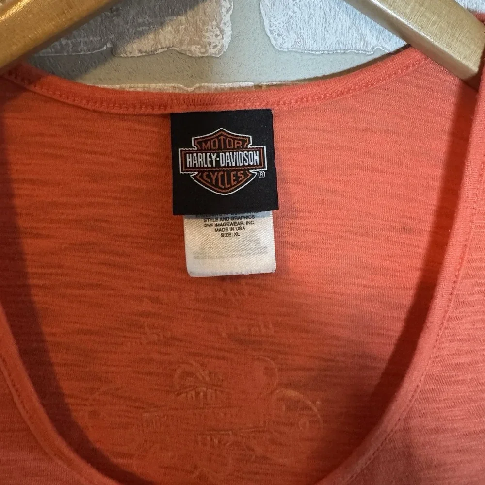 Harley‎ Davidson Shirt Motorcycle Logo Biker Eagle Wings Scoop Neck Ties XL
